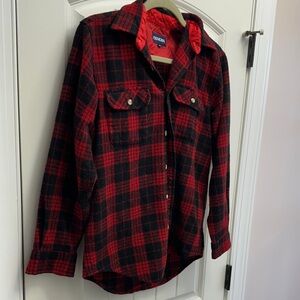Centura Vintage wool blend Men's Red and Black Plaid Button Down Shirt